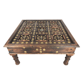 Indian Antique Brass Work Solid Wood Coffee Table C43